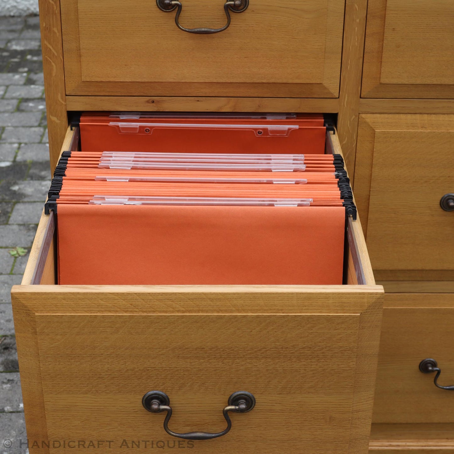 Andrew Jordon Arts & Crafts Lakes School English Oak Filing Cabinet