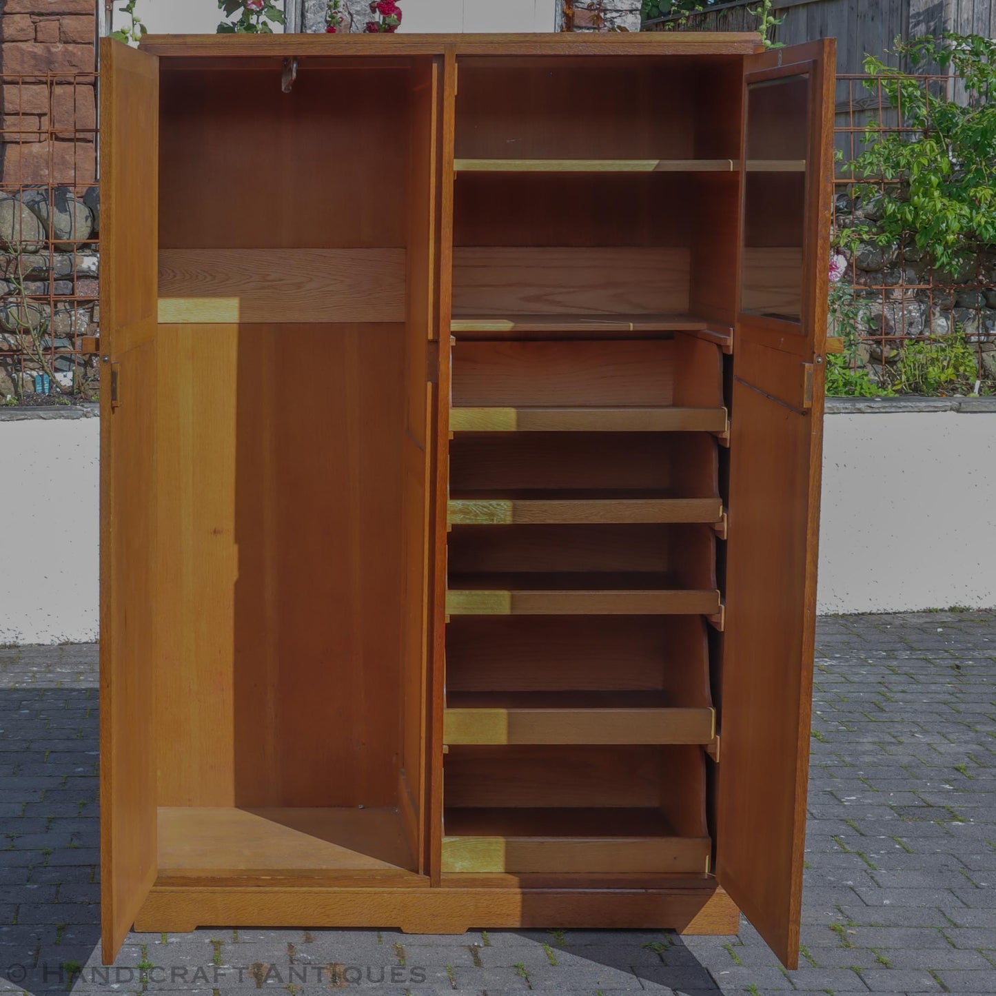 Brynmawr Furniture Company Arts & Crafts Cotswold School English Oak Wardrobe c. 1930.