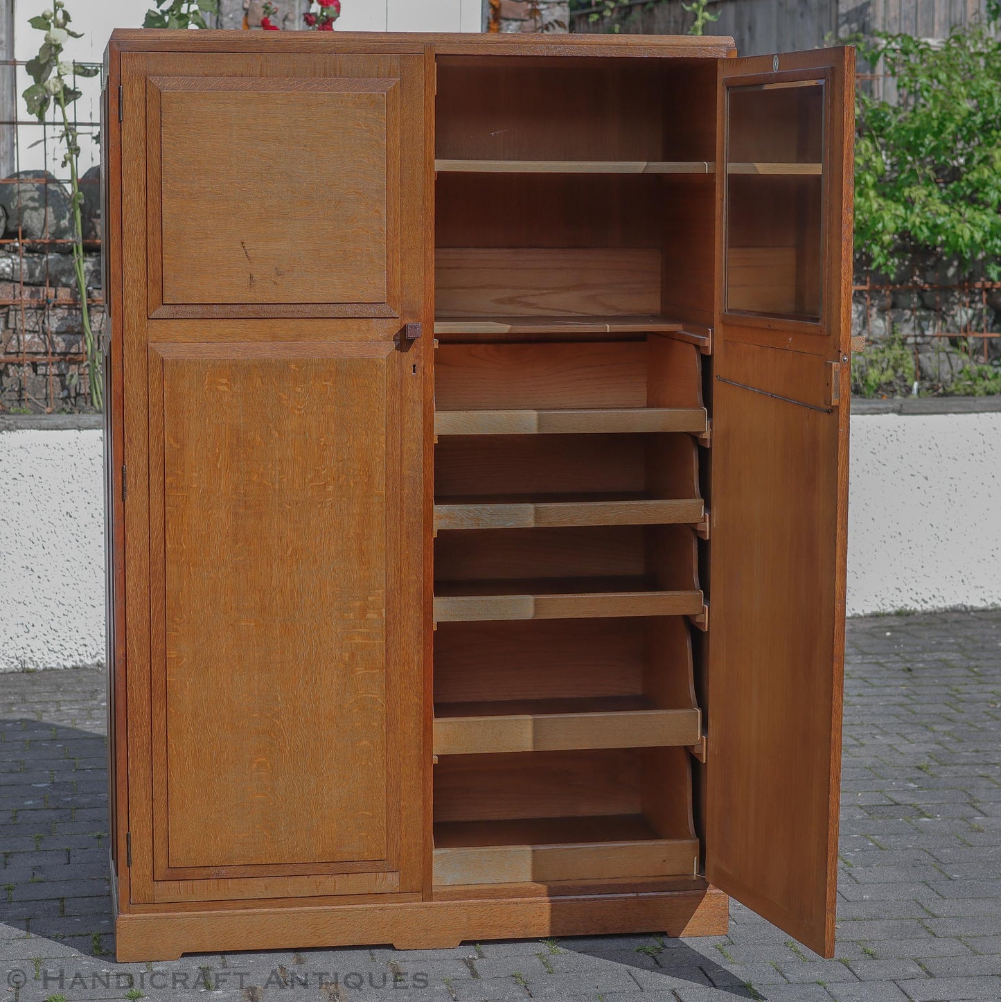 Brynmawr Furniture Company Arts & Crafts Cotswold School English Oak Wardrobe c. 1930.