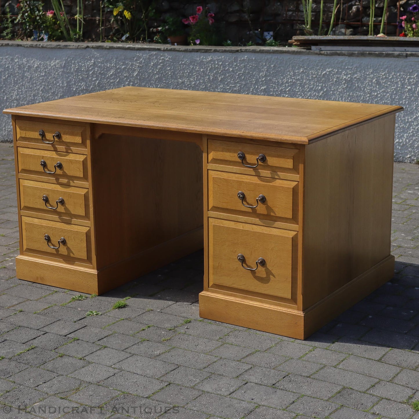 Andrew Jordon Arts & Crafts Lakes School English Oak Pedestal Desk