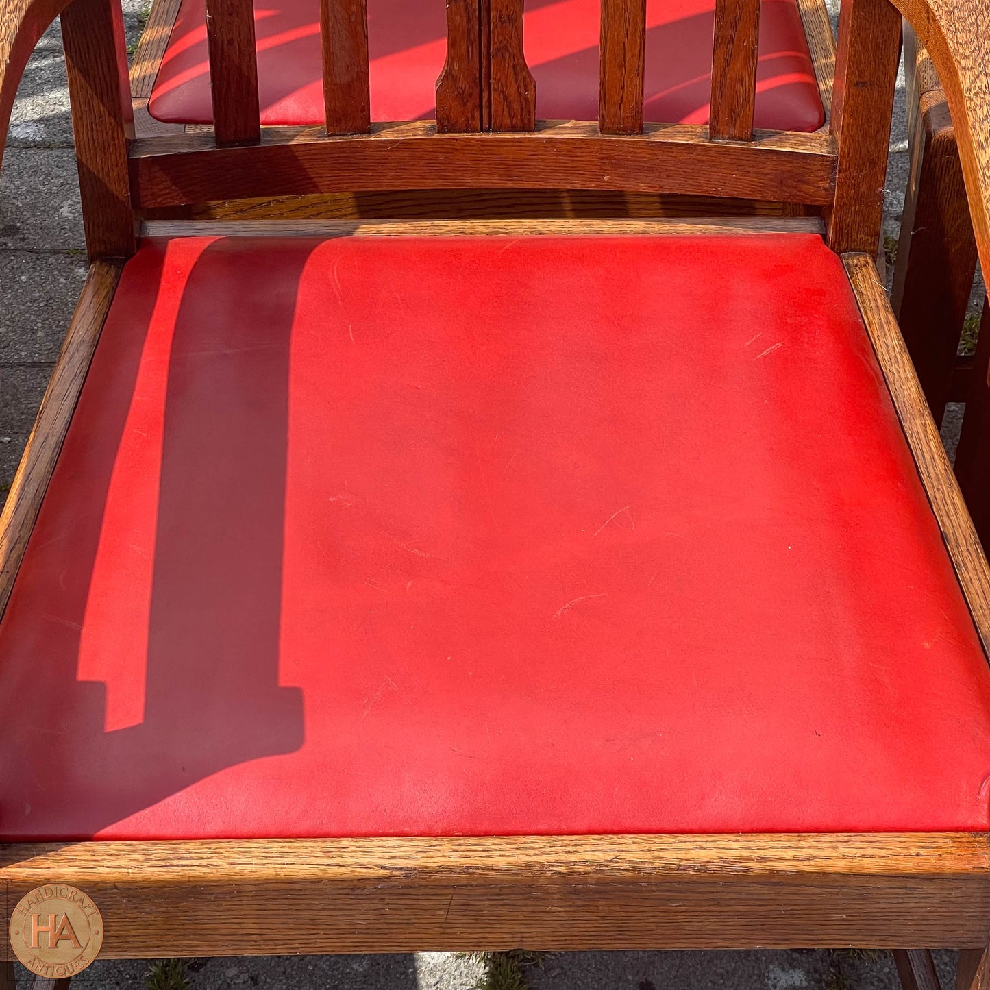 Set of 8 Arts & Crafts Scottish School English Oak Chairs c. 1910.