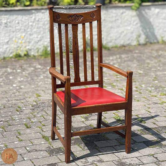 Set of 8 Arts & Crafts Scottish School English Oak Chairs c. 1910.