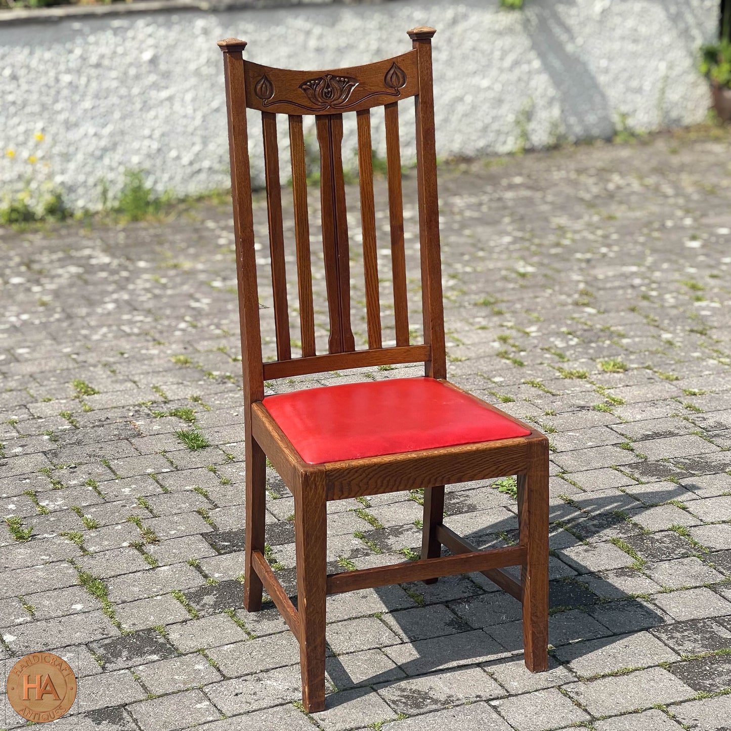 Set of 8 Arts & Crafts Scottish School English Oak Chairs c. 1910.