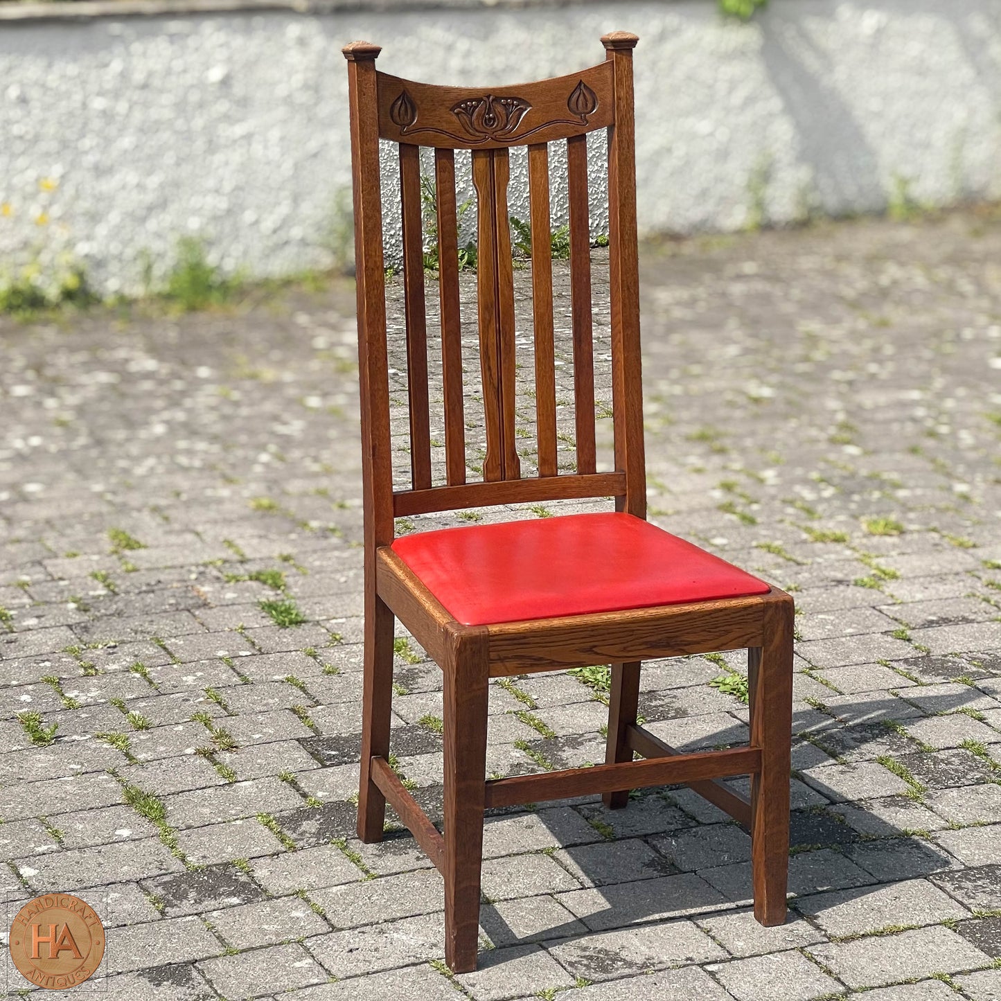 Set of 8 Arts & Crafts Scottish School English Oak Chairs c. 1910.