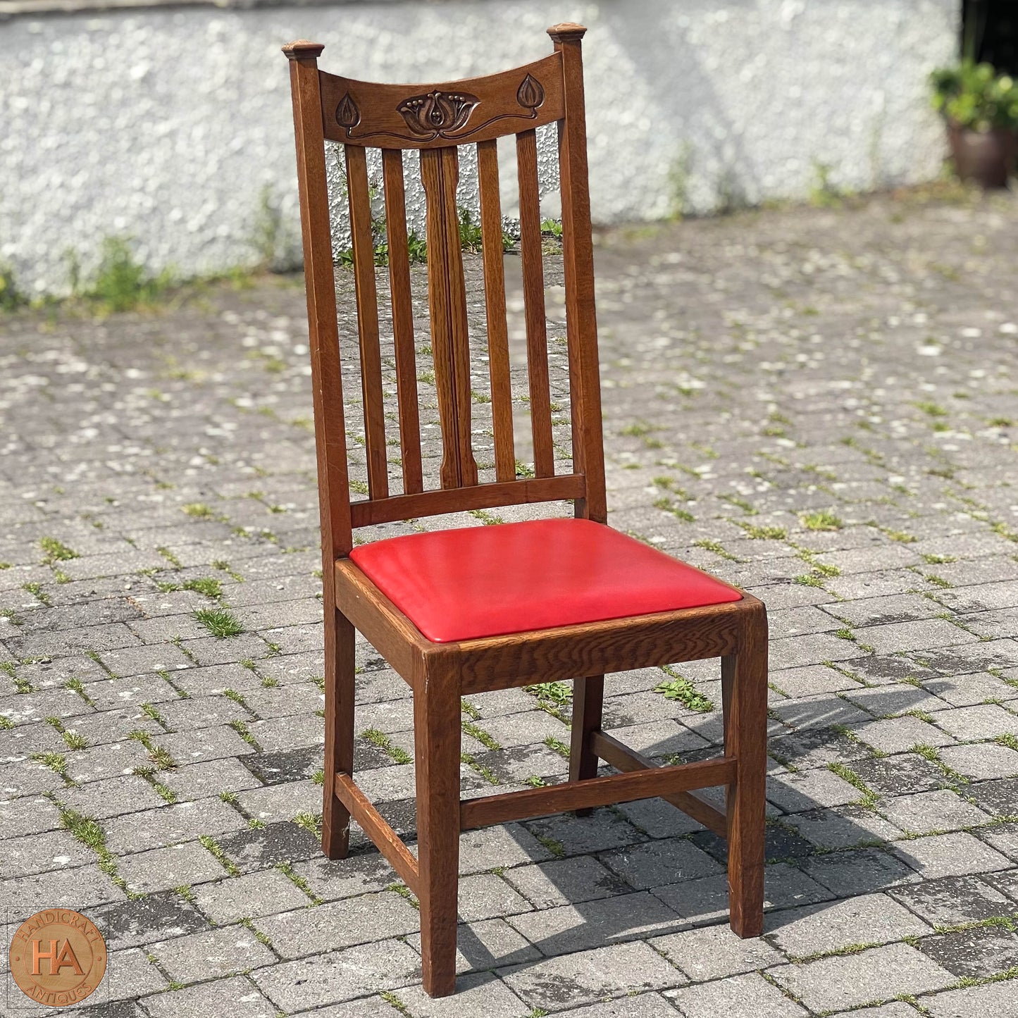 Set of 8 Arts & Crafts Scottish School English Oak Chairs c. 1910.
