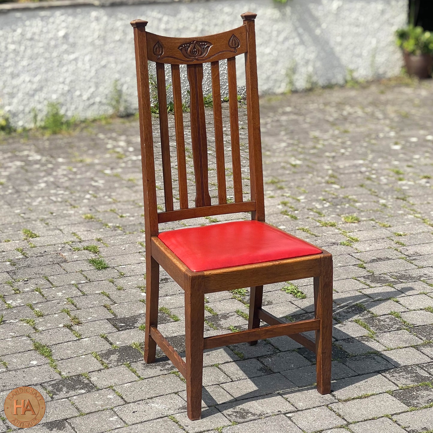 Set of 8 Arts & Crafts Scottish School English Oak Chairs c. 1910.