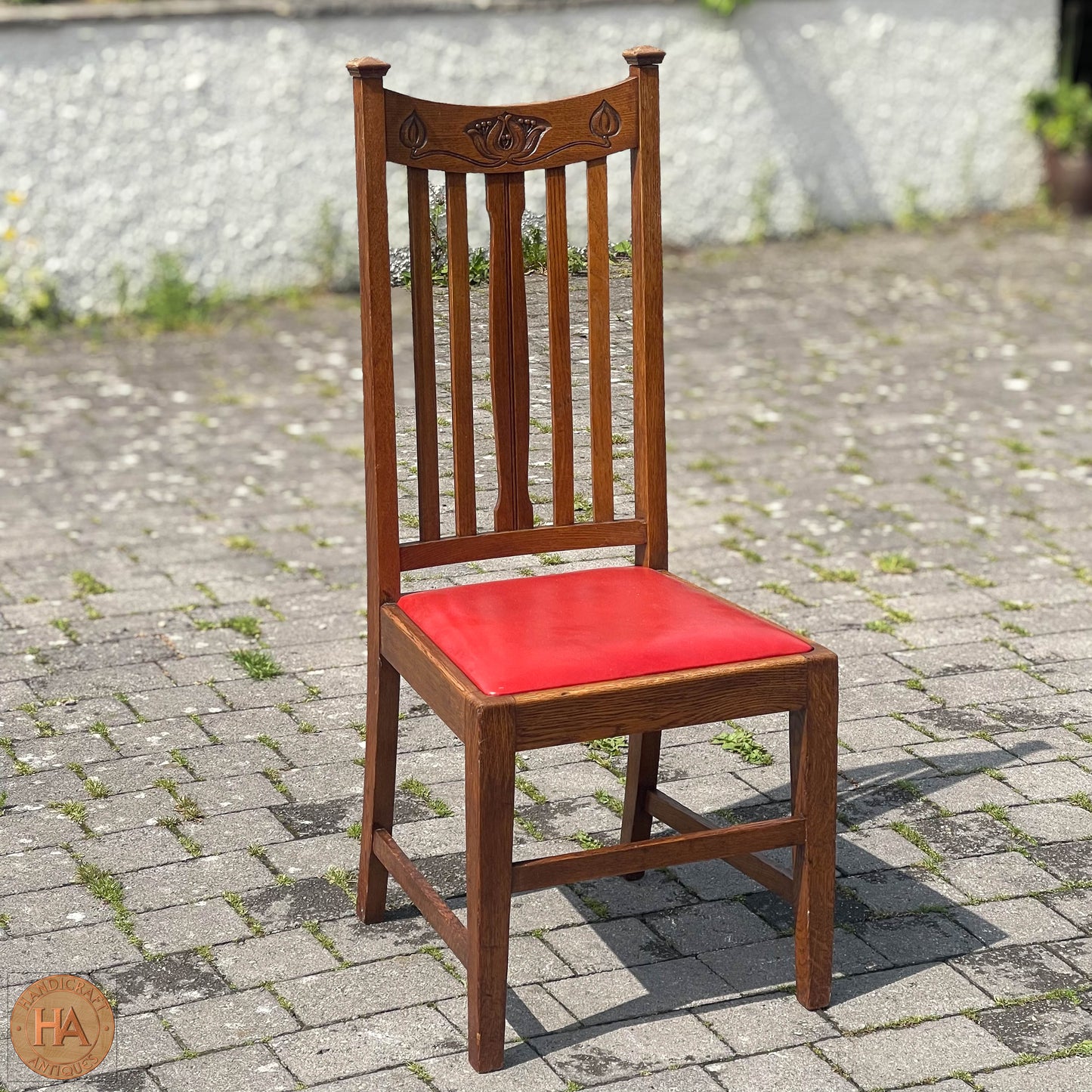 Set of 8 Arts & Crafts Scottish School English Oak Chairs c. 1910.