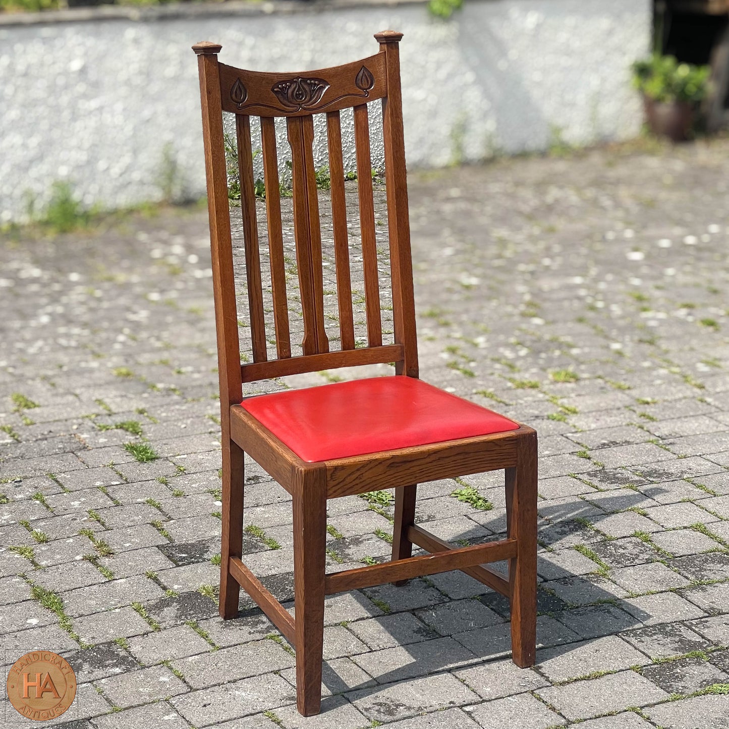 Set of 8 Arts & Crafts Scottish School English Oak Chairs c. 1910.