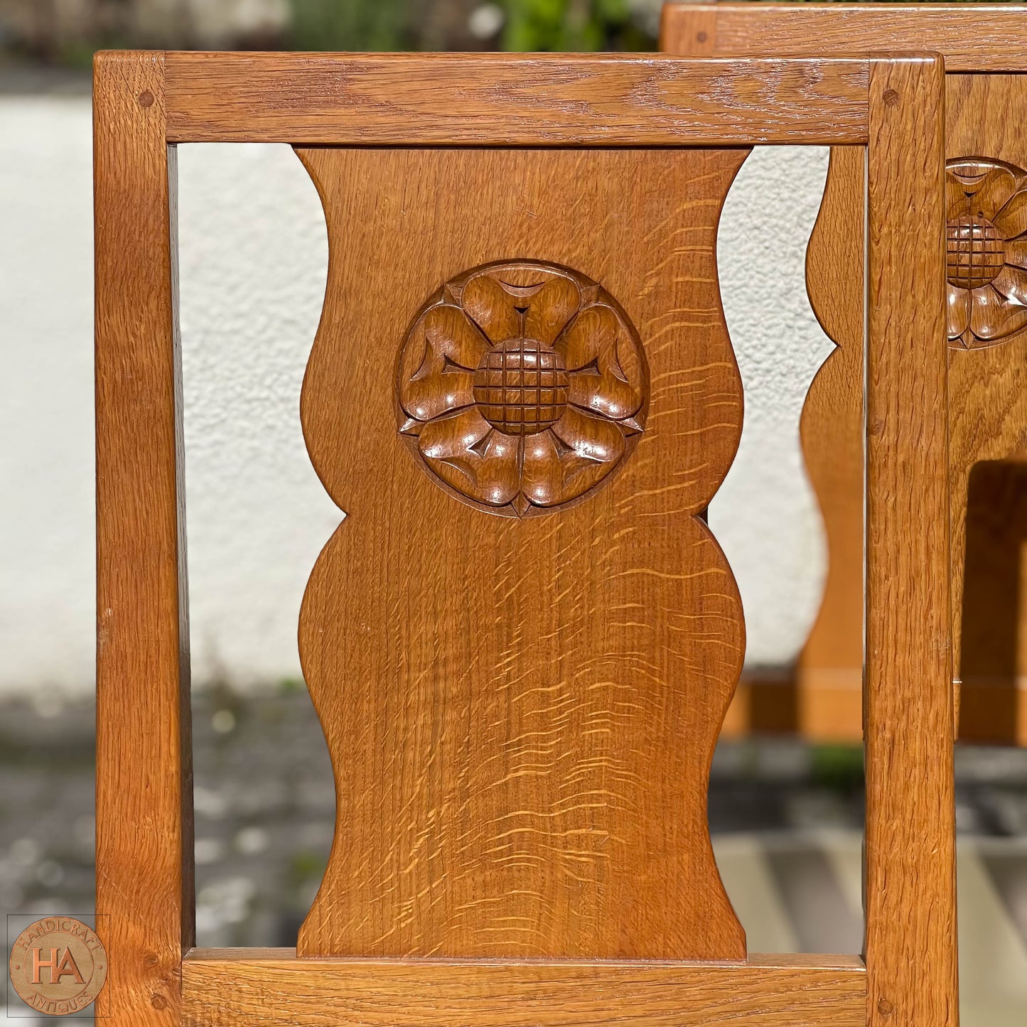 Set of 6 'Unicornman' Arts & Crafts Yorkshire School English Oak Chairs