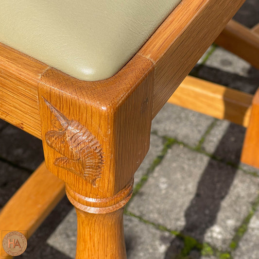 Set of 6 'Unicornman' Arts & Crafts Yorkshire School English Oak Chairs