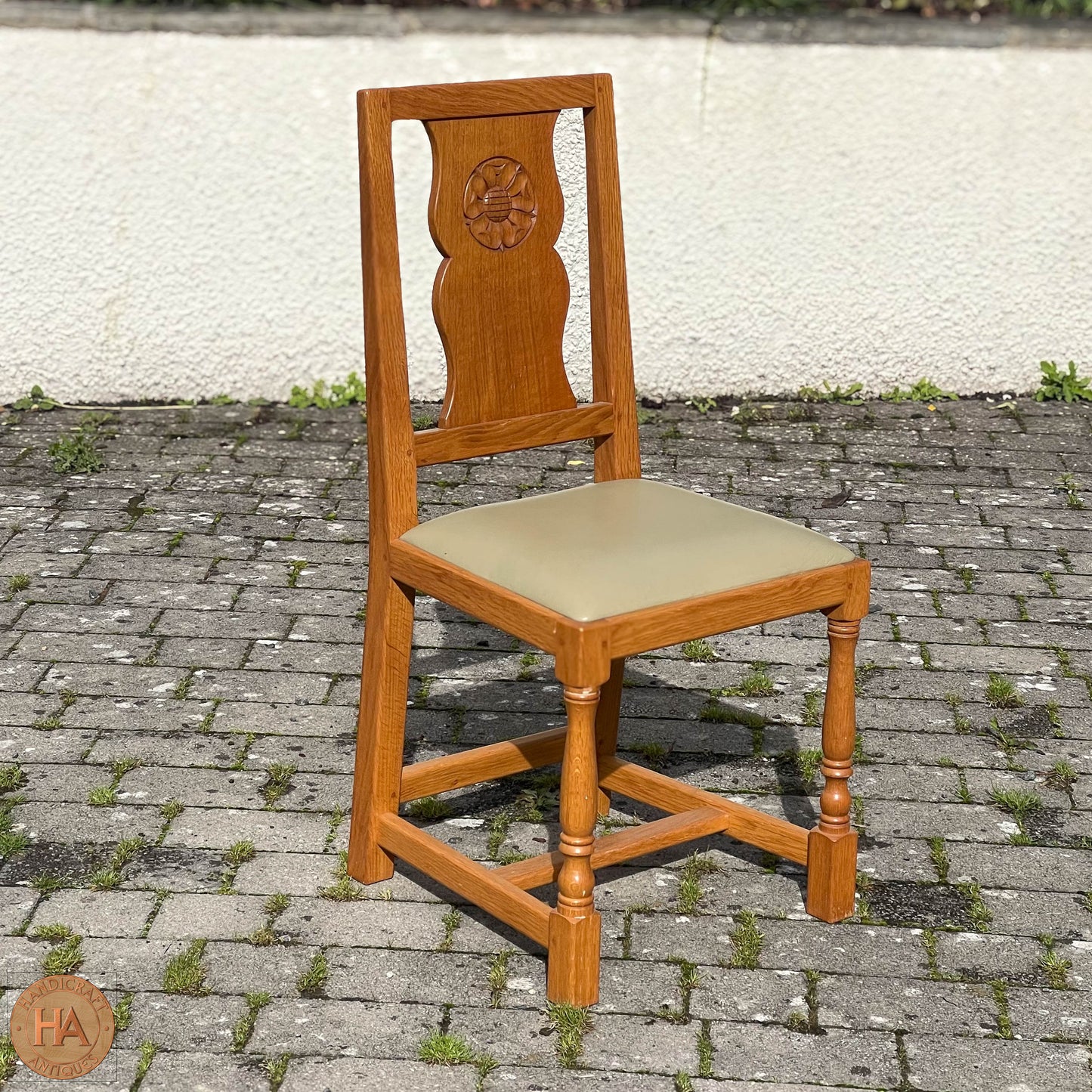 Set of 6 'Unicornman' Arts & Crafts Yorkshire School English Oak Chairs