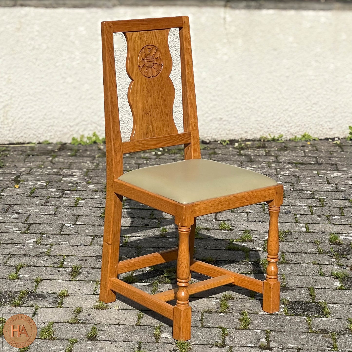 Set of 6 'Unicornman' Arts & Crafts Yorkshire School English Oak Chairs