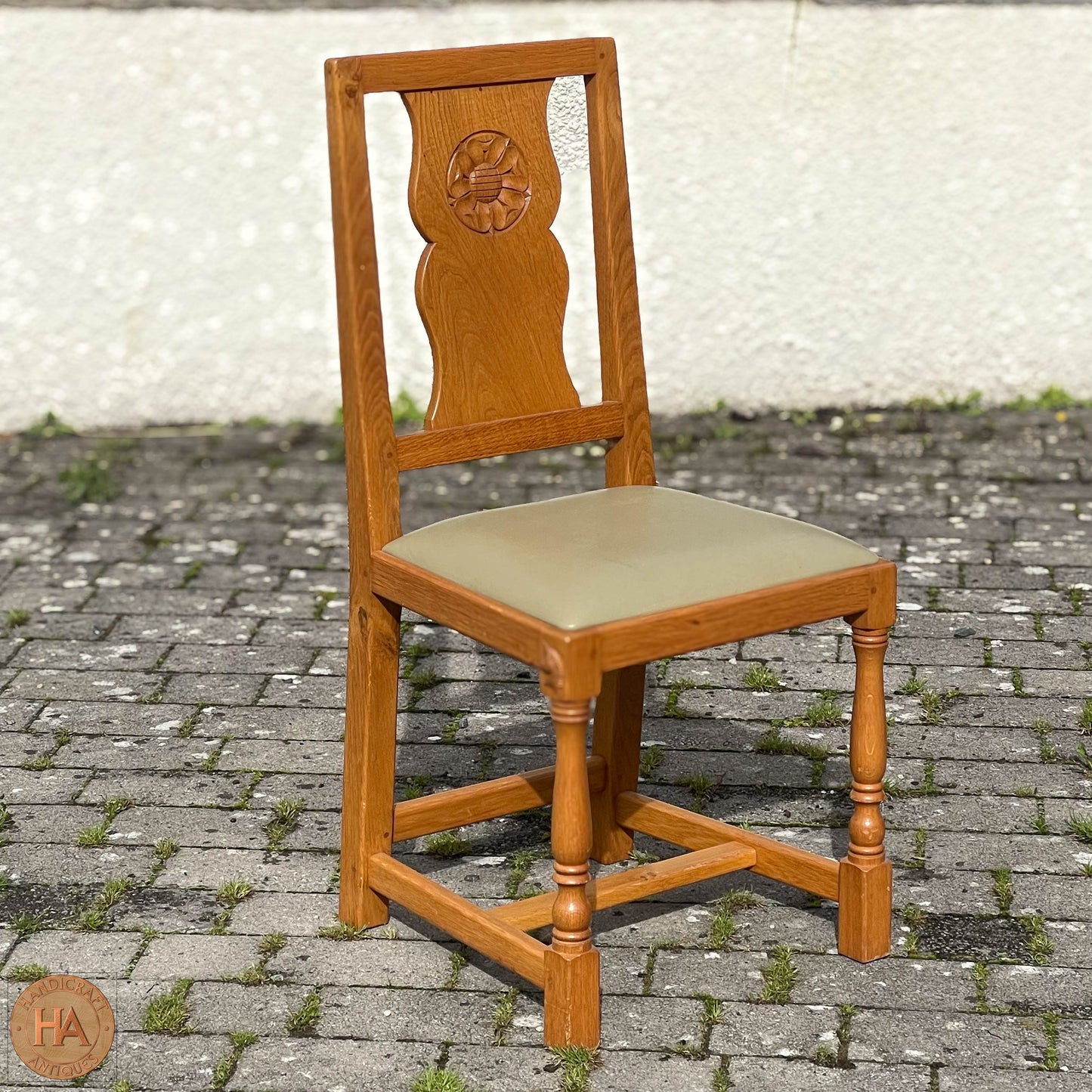 Set of 6 'Unicornman' Arts & Crafts Yorkshire School English Oak Chairs