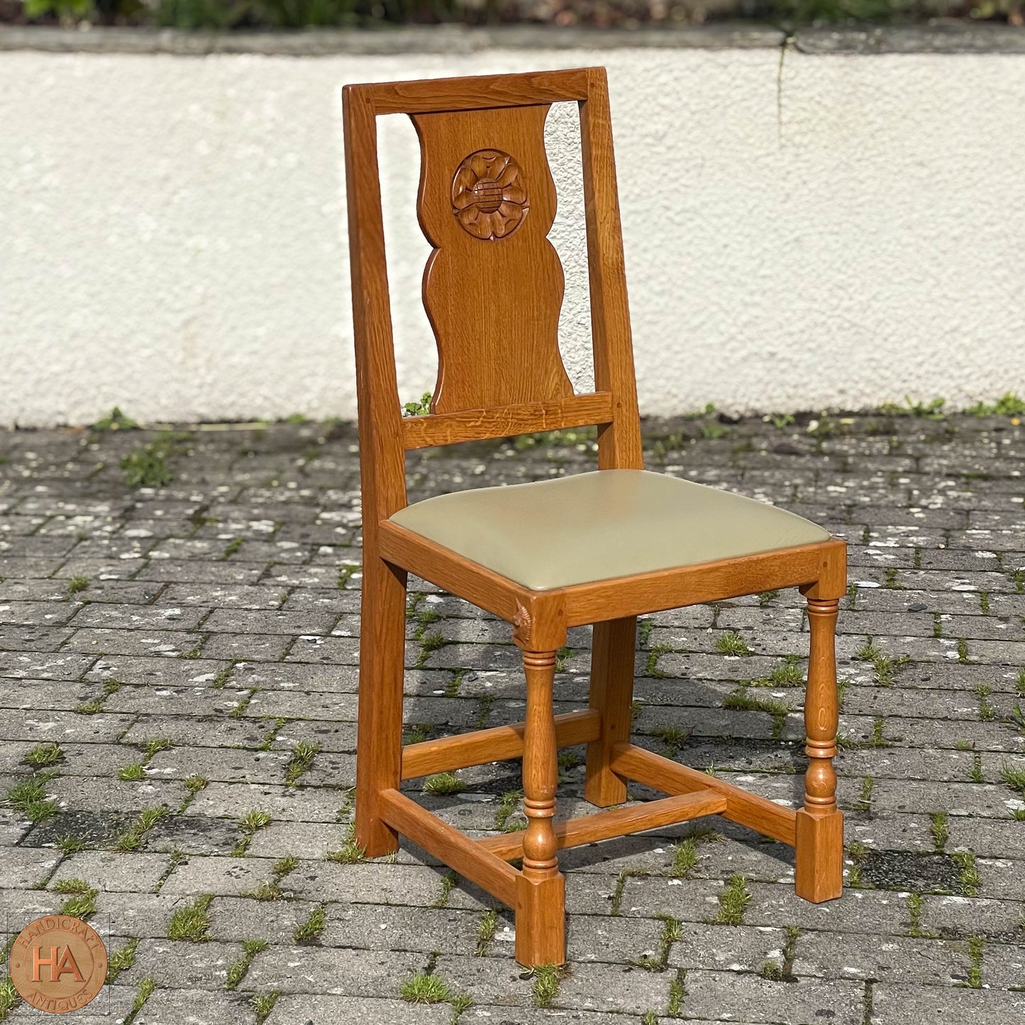 Set of 6 'Unicornman' Arts & Crafts Yorkshire School English Oak Chairs