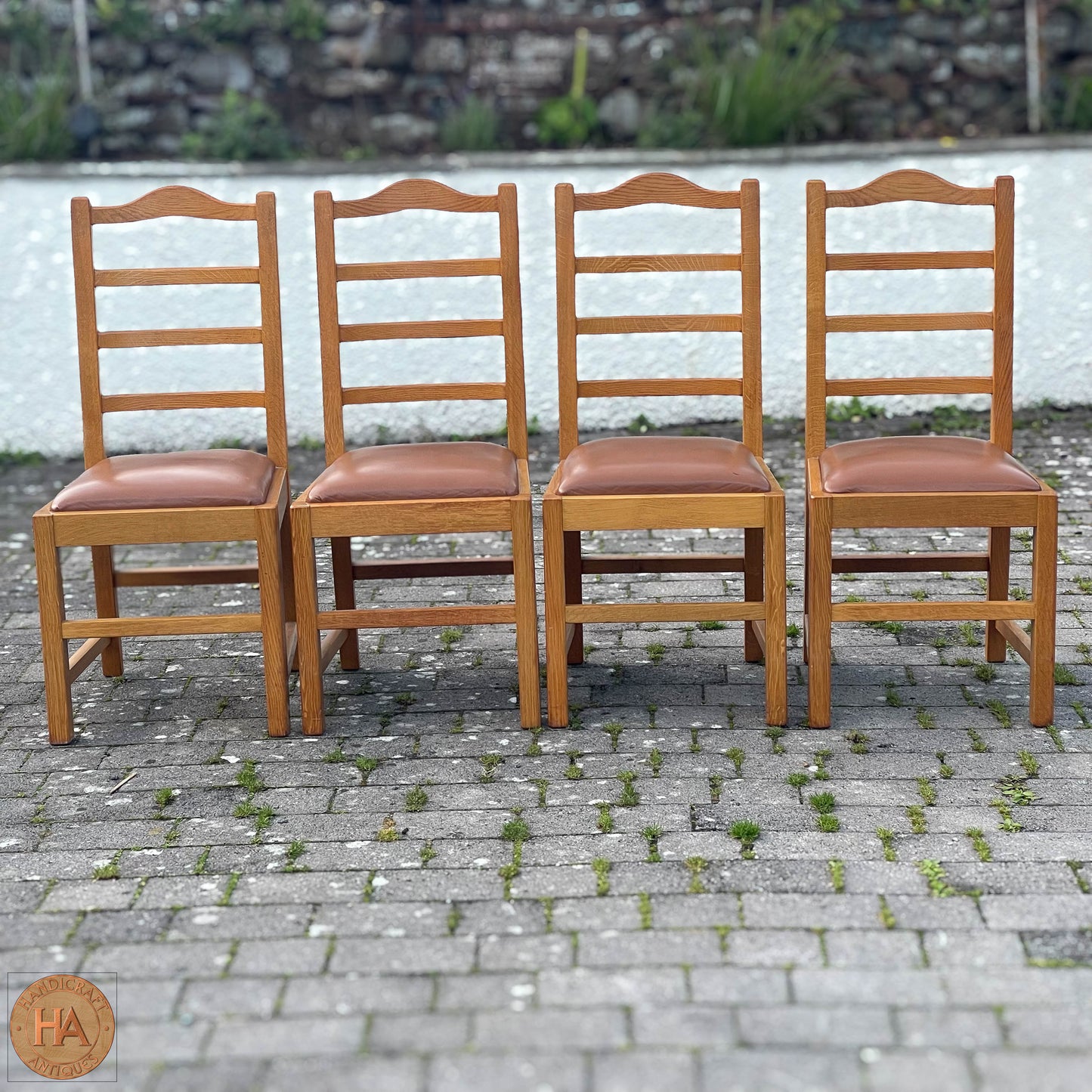 Set of 4 K. A. Wilkinson Arts & Crafts Yorkshire School English Oak Chairs