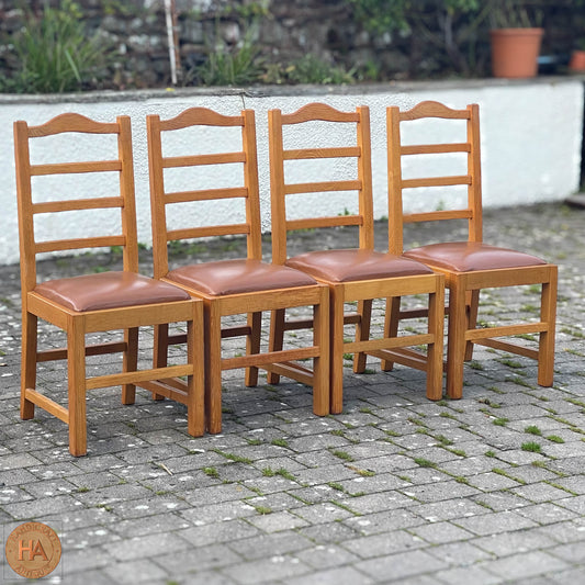 Set of 4 K. A. Wilkinson Arts & Crafts Yorkshire School English Oak Chairs