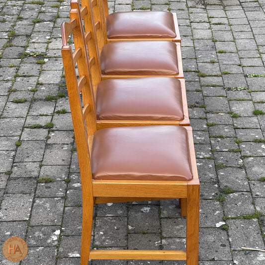 Set of 4 K. A. Wilkinson Arts & Crafts Yorkshire School English Oak Chairs