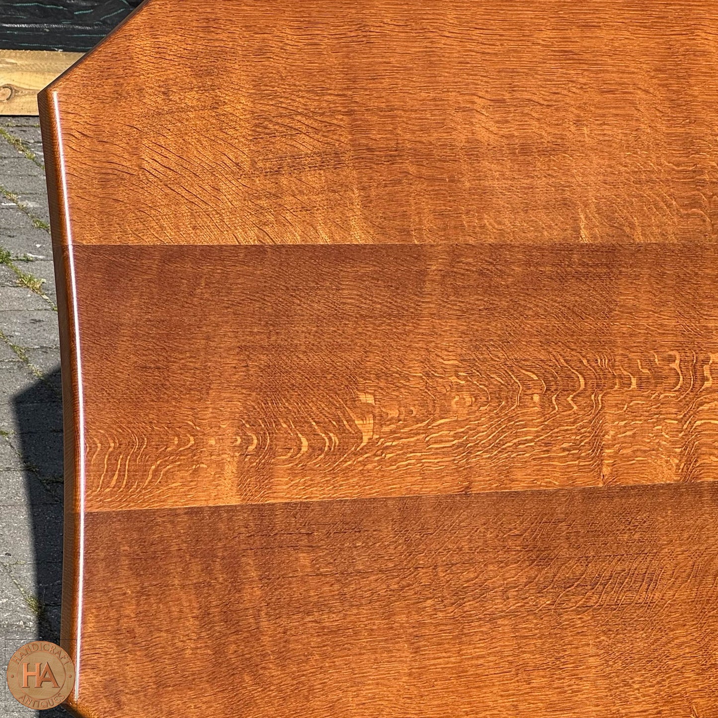Horace 'Knightman' Knight Arts & Crafts Yorkshire School English Oak Dining Table c. 1980.