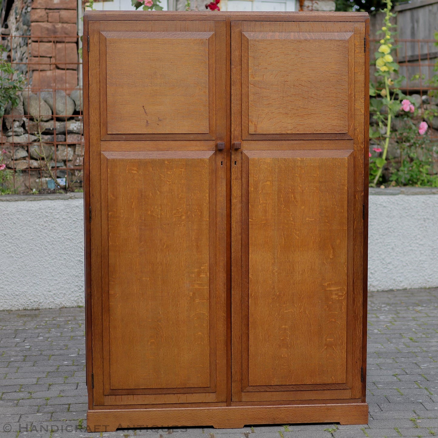Brynmawr Furniture Company Arts & Crafts Cotswold School English Oak Wardrobe c. 1930.