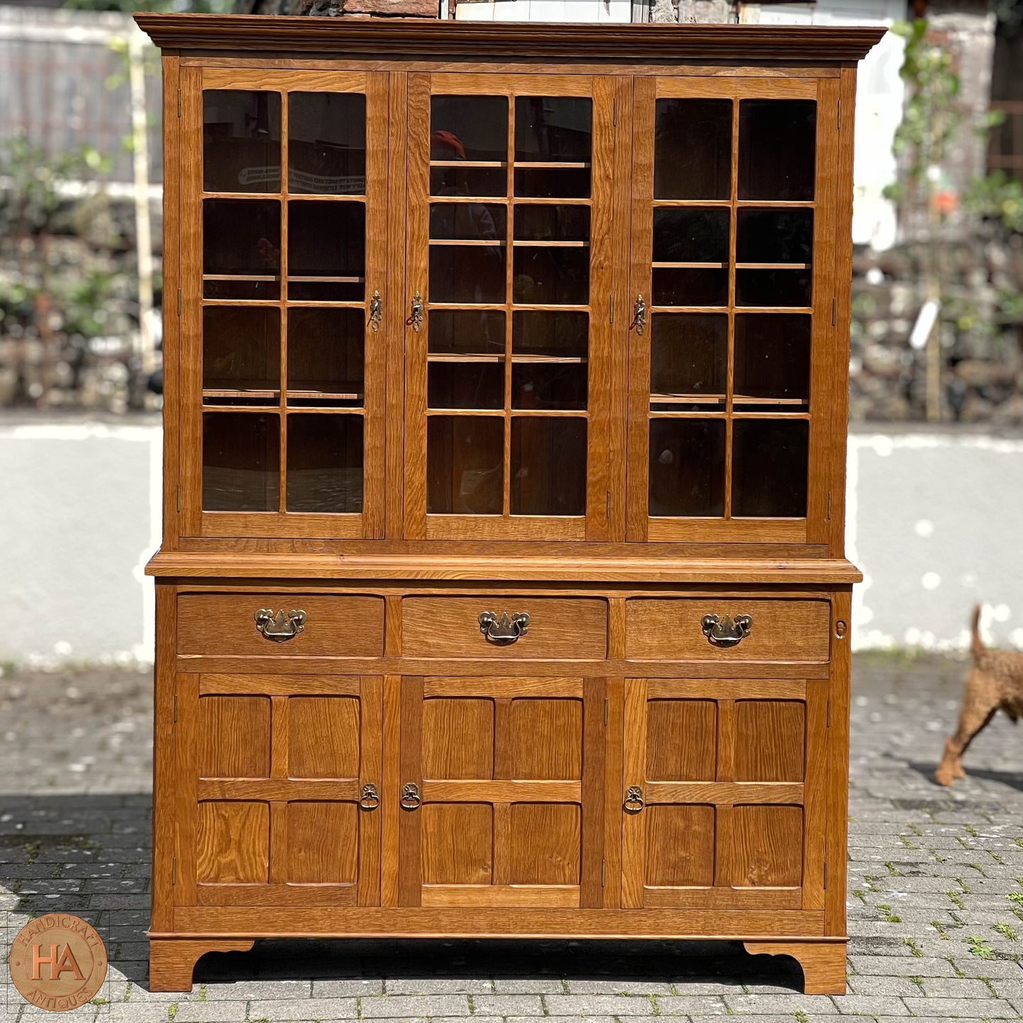 Acornman (Ex-Mouseman) Arts & Crafts Yorkshire School Oak Dresser Bookcase