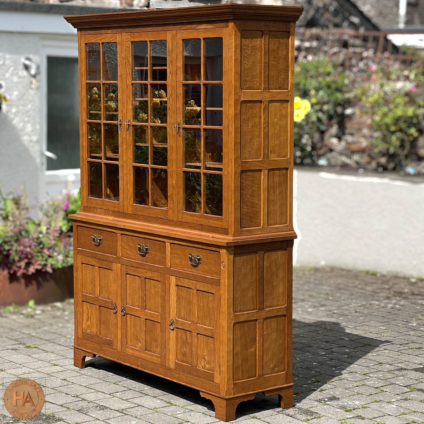 Acornman (Ex-Mouseman) Arts & Crafts Yorkshire School Oak Dresser Bookcase