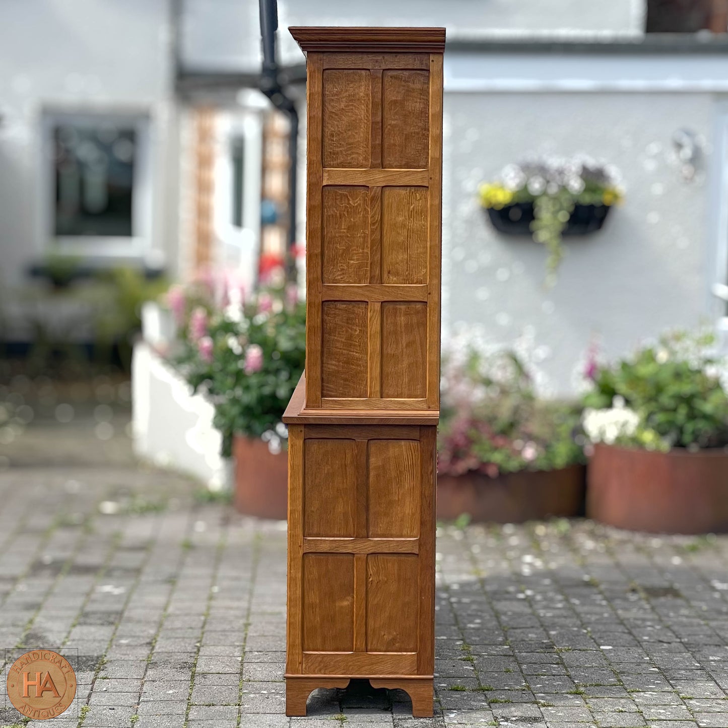 Acornman (Ex-Mouseman) Arts & Crafts Yorkshire School Oak Dresser Bookcase