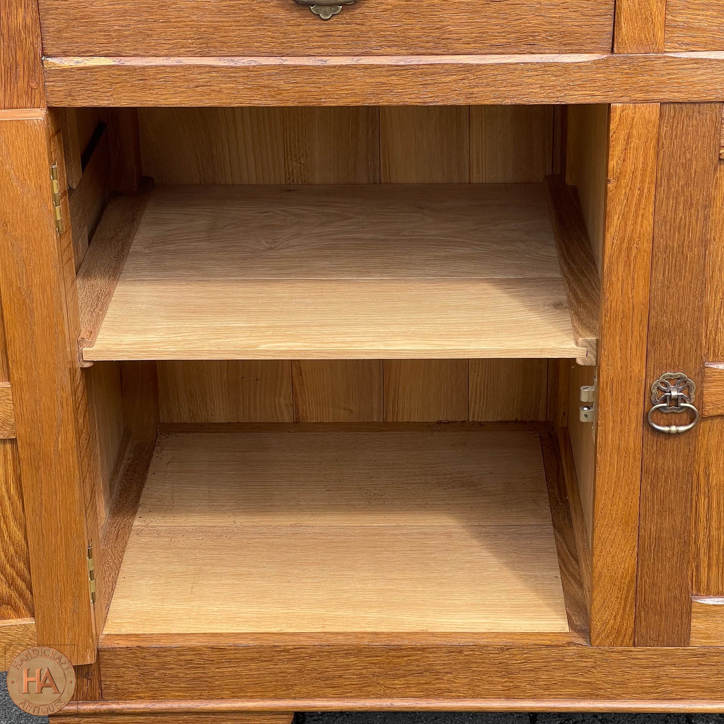 Acornman (Ex-Mouseman) Arts & Crafts Yorkshire School Oak Dresser Bookcase