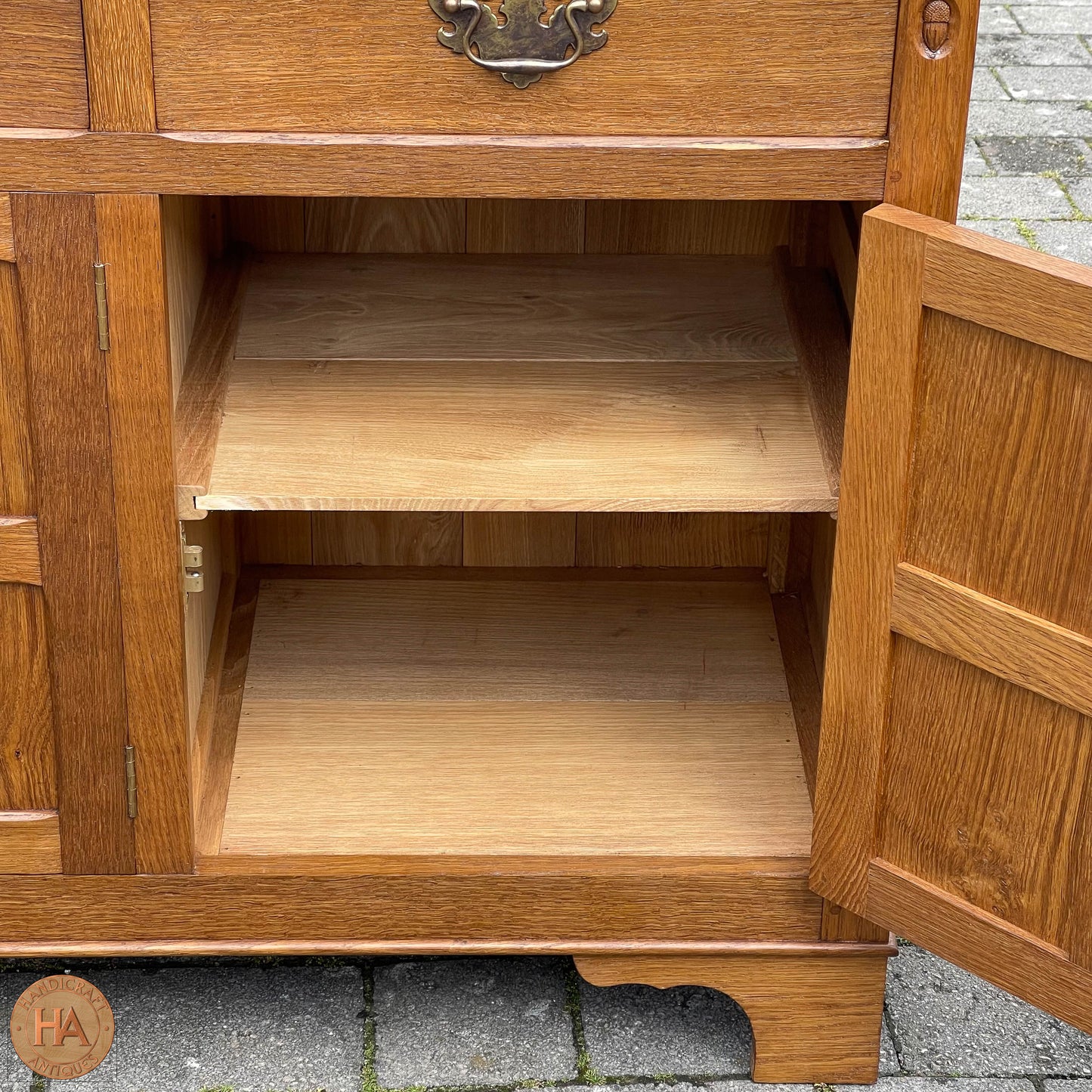 Acornman (Ex-Mouseman) Arts & Crafts Yorkshire School Oak Dresser Bookcase