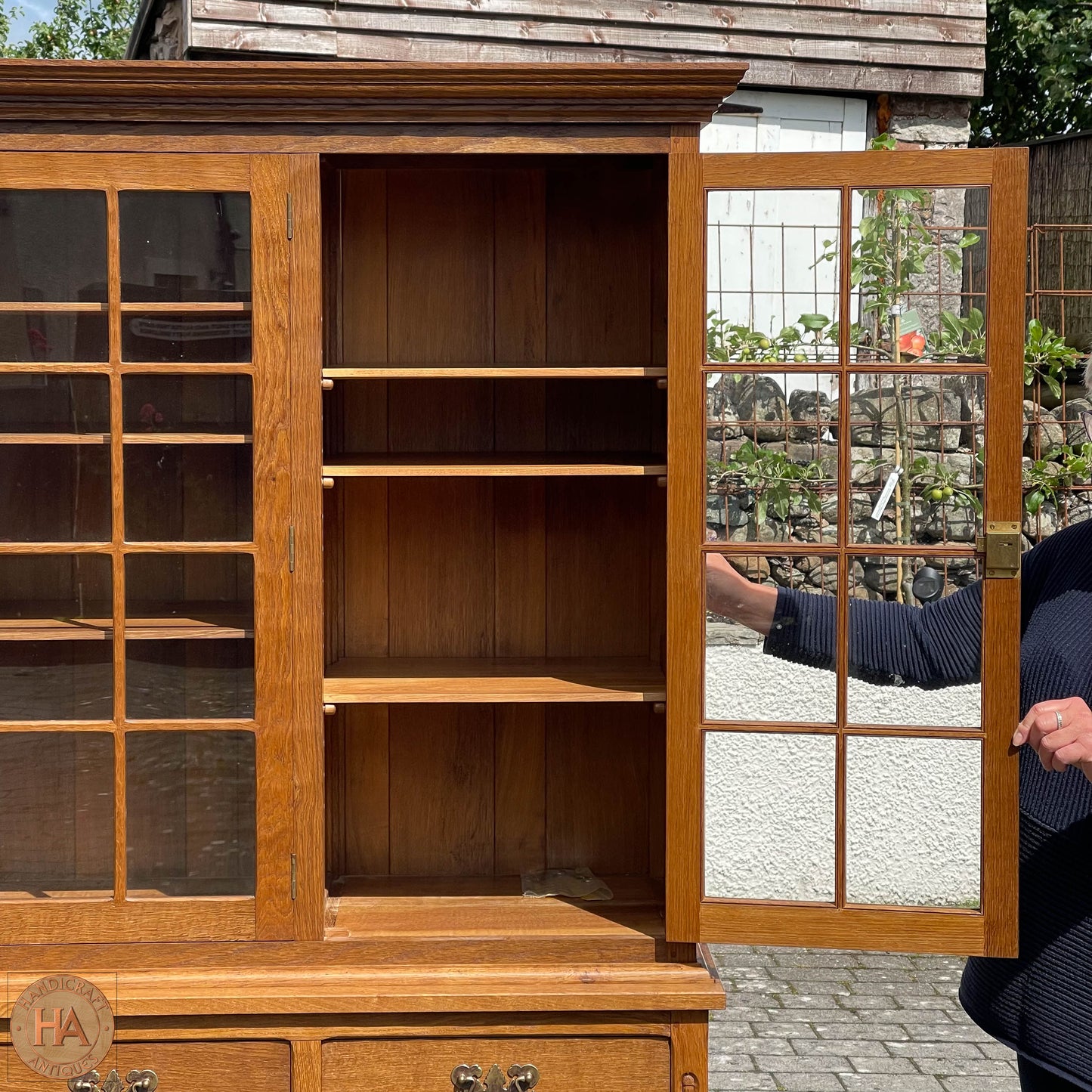Acornman (Ex-Mouseman) Arts & Crafts Yorkshire School Oak Dresser Bookcase