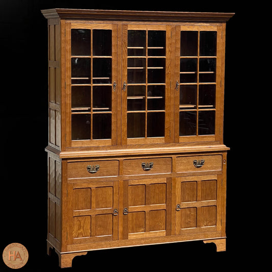 Acornman (Ex-Mouseman) Arts & Crafts Yorkshire School Oak Dresser Bookcase