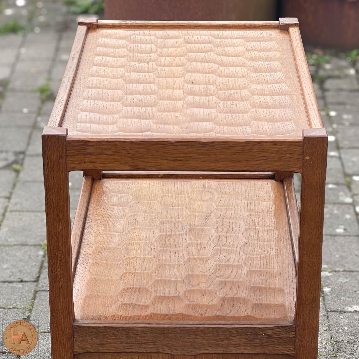 Acornman (Ex-Mouseman) Arts & Crafts Yorkshire School English Oak Tea Trolley