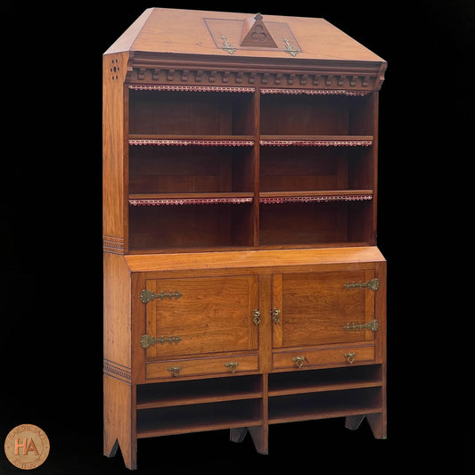 Charles Locke Eastlake Arts & Crafts Walnut Library Bookcase