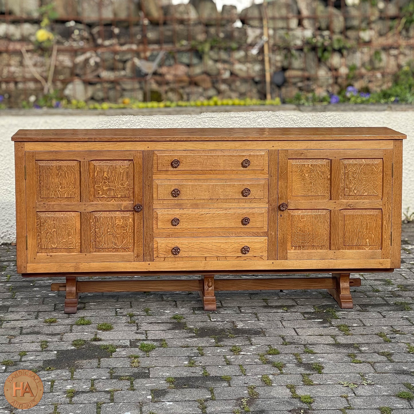 Colin 'Beaverman' Almack (Ex-Mouseman) Arts & Crafts Yorkshire School Sideboard c. 1980.