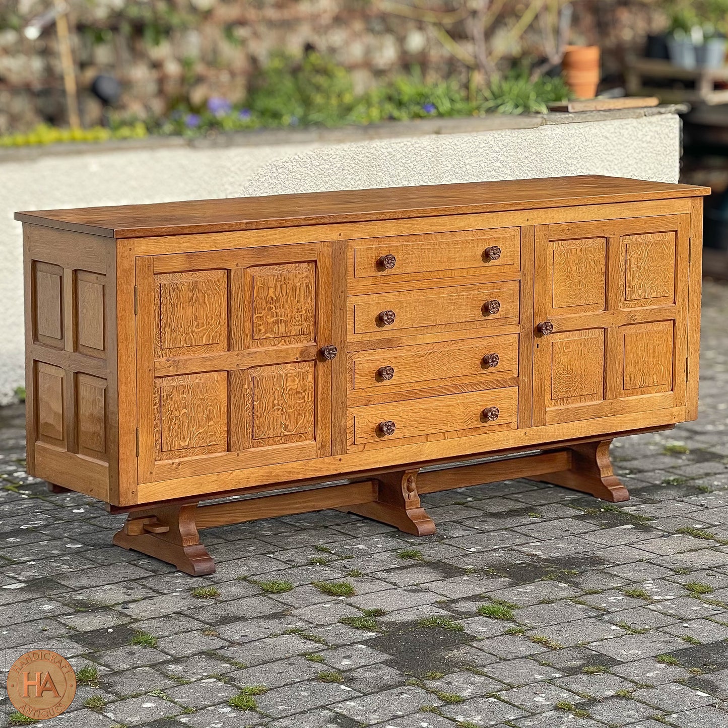 Colin 'Beaverman' Almack (Ex-Mouseman) Arts & Crafts Yorkshire School Sideboard c. 1980.