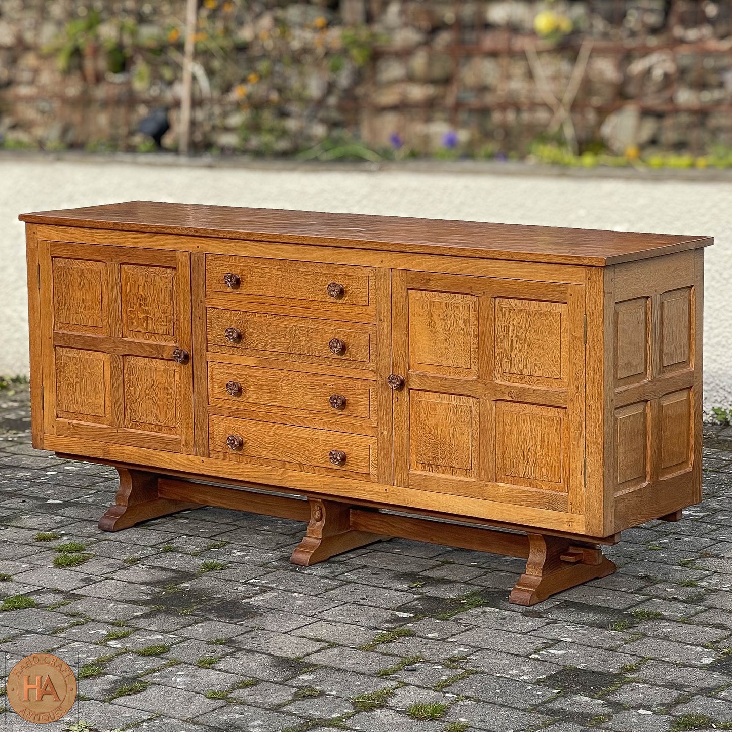 Colin 'Beaverman' Almack (Ex-Mouseman) Arts & Crafts Yorkshire School Sideboard c. 1980.