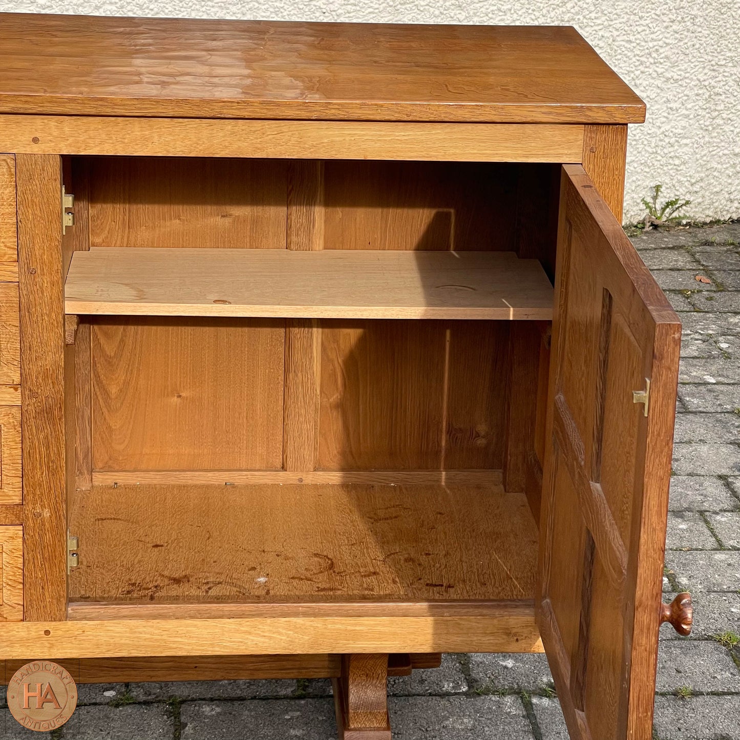 Colin 'Beaverman' Almack (Ex-Mouseman) Arts & Crafts Yorkshire School Sideboard c. 1980.
