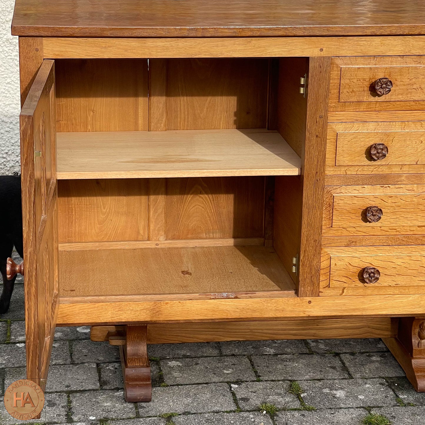 Colin 'Beaverman' Almack (Ex-Mouseman) Arts & Crafts Yorkshire School Sideboard c. 1980.