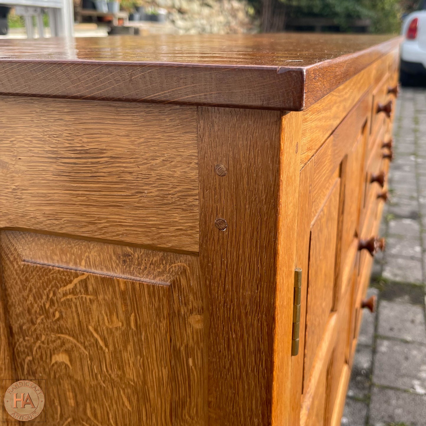 Colin 'Beaverman' Almack (Ex-Mouseman) Arts & Crafts Yorkshire School Sideboard c. 1980.