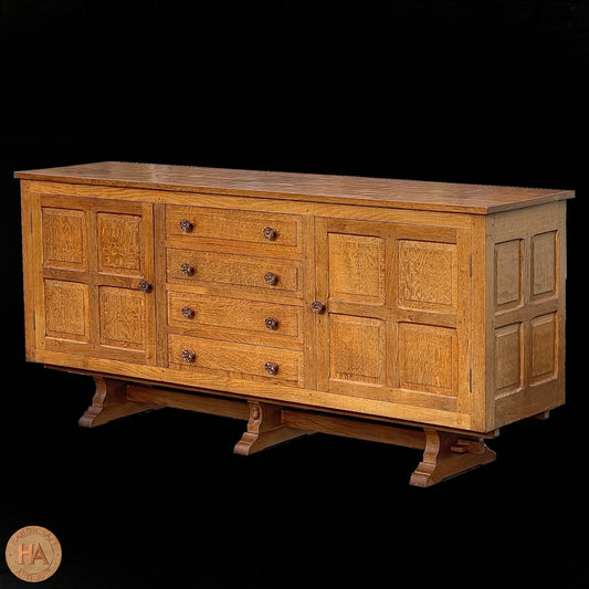 Colin 'Beaverman' Almack (Ex-Mouseman) Arts & Crafts Yorkshire School Sideboard c. 1980.