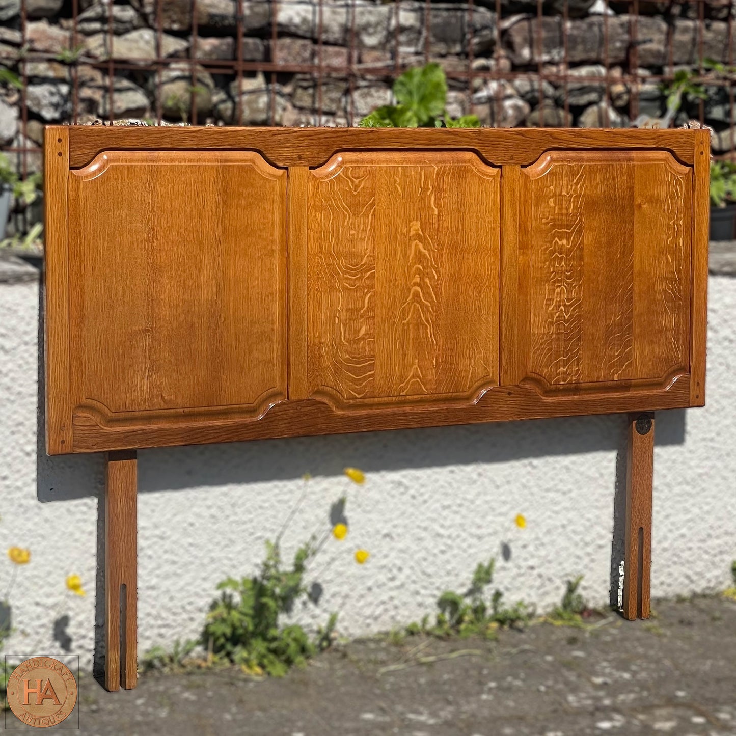Horace 'Knightman' Knight Arts & Crafts Yorkshire School Oak Headboard