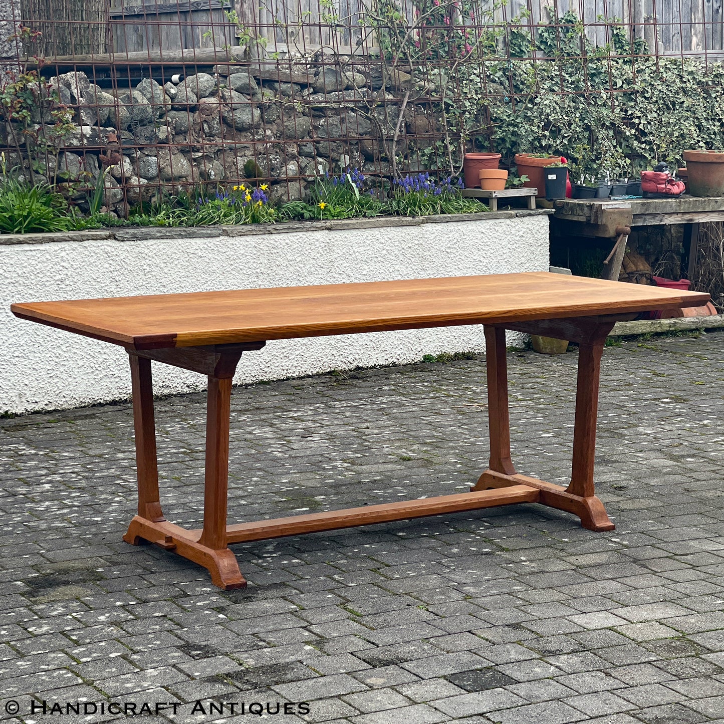 Arts & Crafts Cotswold School English Oak Dining Table post 1980.