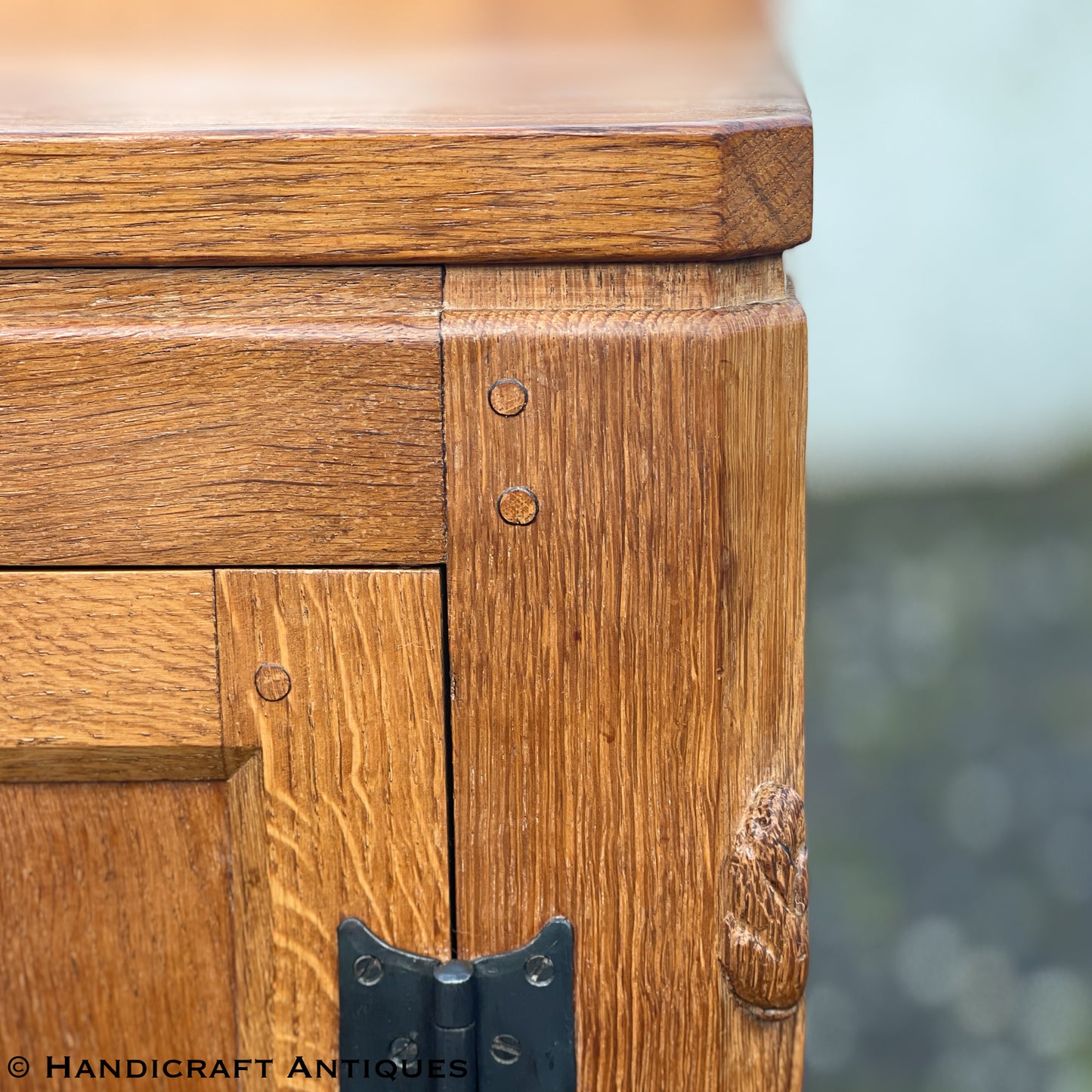 Peter ‘Rabbitman’ Heap Arts & Crafts Yorkshire School English Oak Sideboard c 1990.