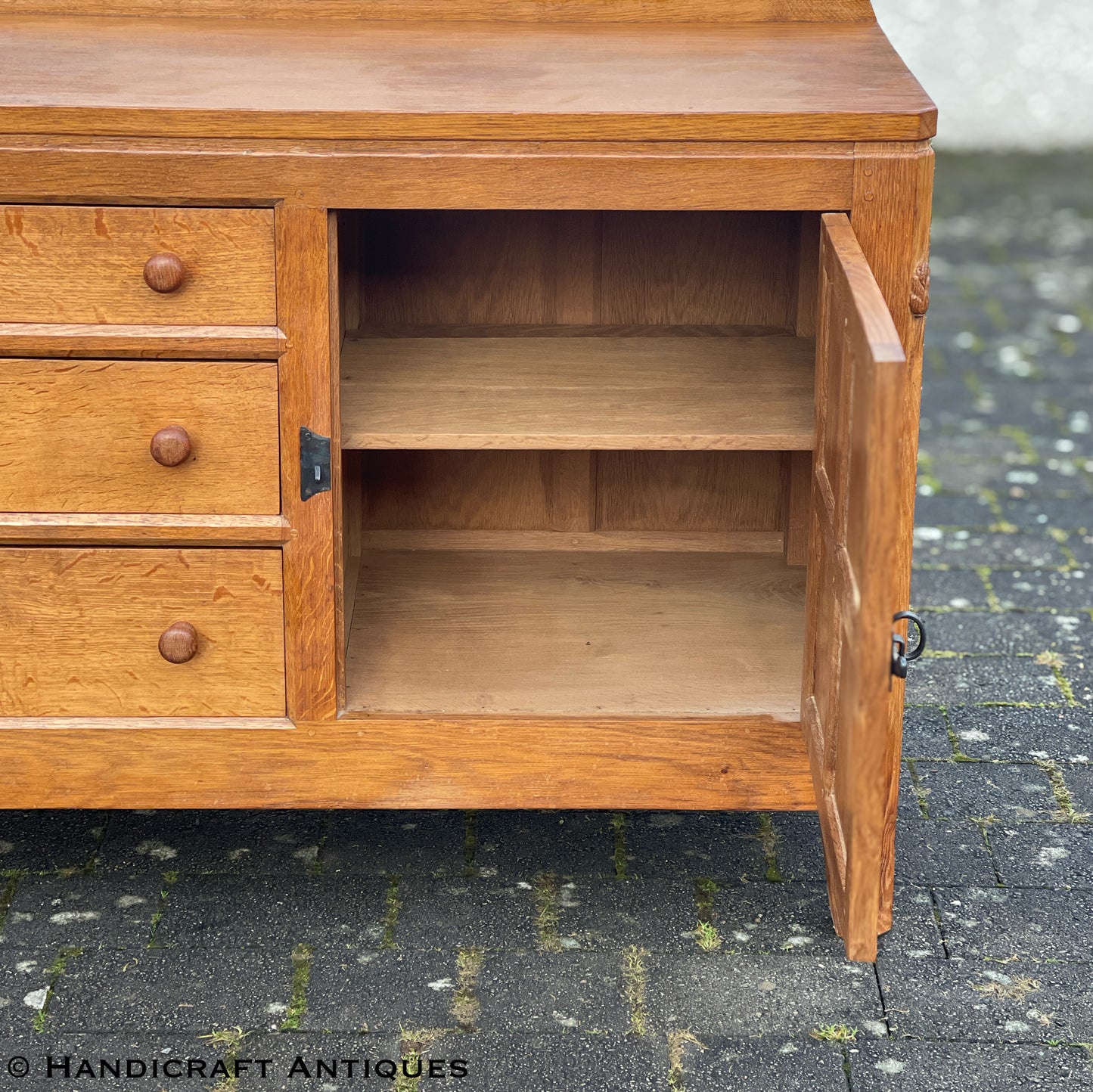 Peter ‘Rabbitman’ Heap Arts & Crafts Yorkshire School English Oak Sideboard c 1990.