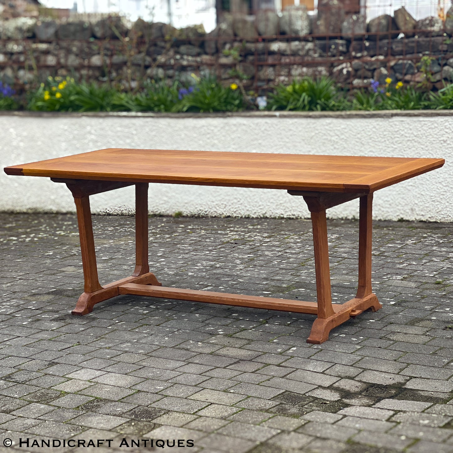 Arts & Crafts Cotswold School English Oak Dining Table post 1980.