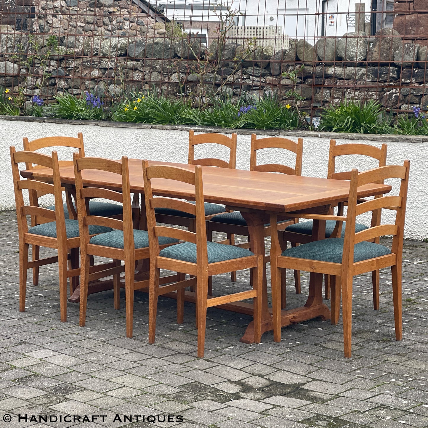 Arts & Crafts Cotswold School English Oak Dining Table post 1980.
