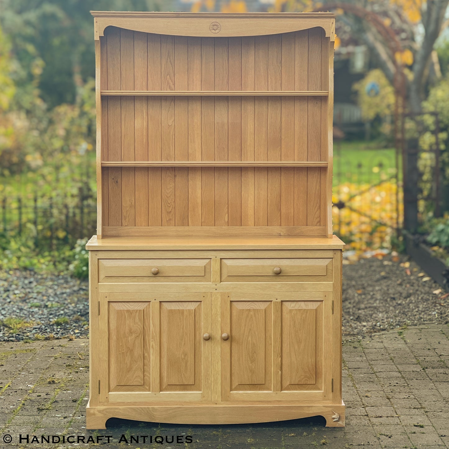 Coxwold Cabinet Makers 'Unicornman' Arts & Crafts Yorkshire School Oak Dresser post 1990.