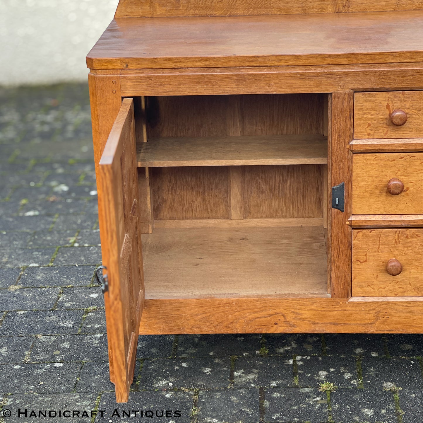 Peter ‘Rabbitman’ Heap Arts & Crafts Yorkshire School English Oak Sideboard c 1990.