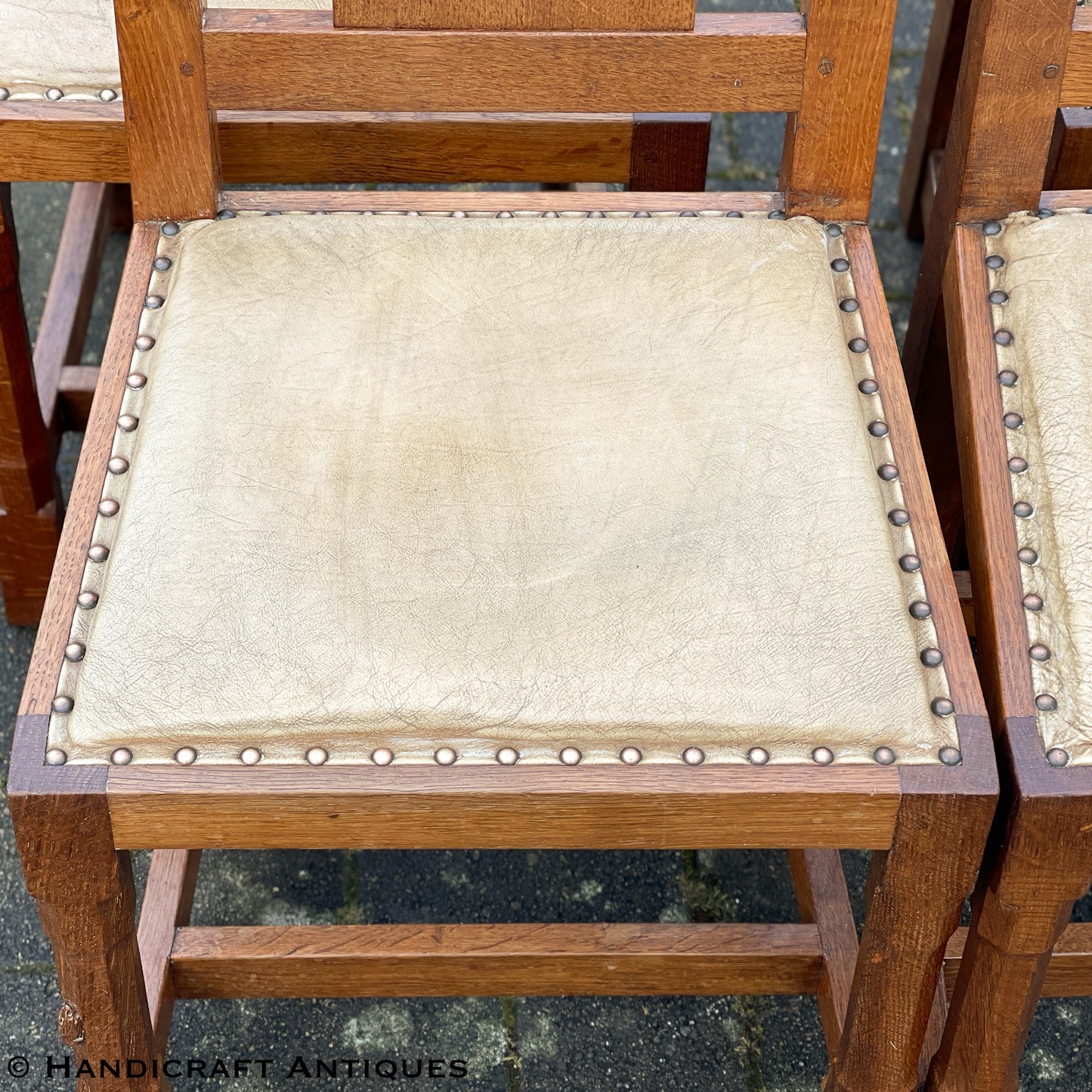 Set of 4 Peter ‘Rabbitman’ Heap Arts & Crafts Yorkshire School English Oak Chairs