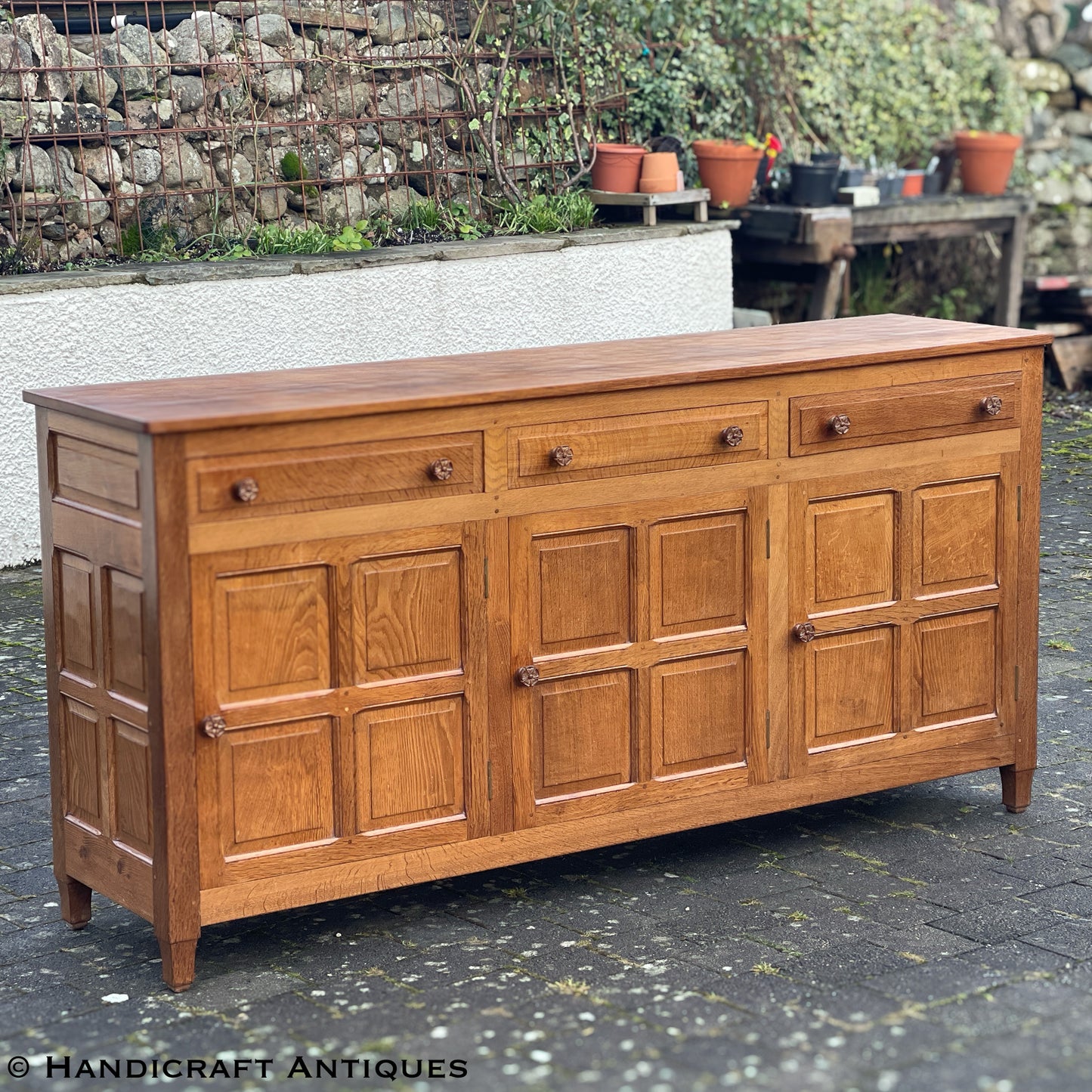 Colin 'Beaverman' Almack (Ex-Mouseman) Arts & Crafts Yorkshire School English Oak Sideboard