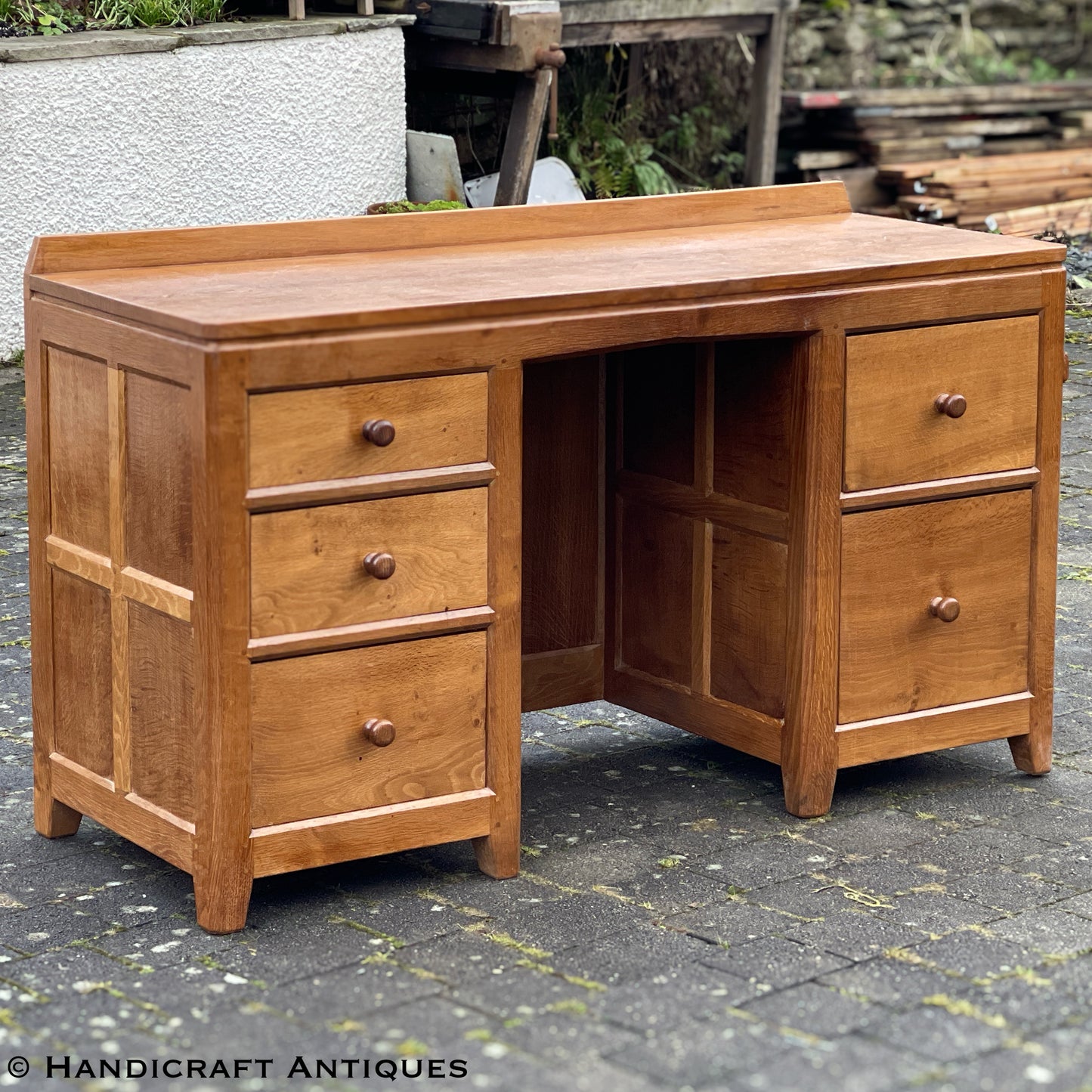 Peter ‘Rabbitman’ Heap Arts & Crafts Yorkshire School English Oak Desk